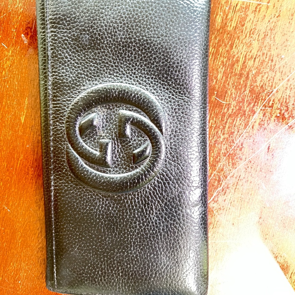 Gucci Vintage Black Leather soho wallet